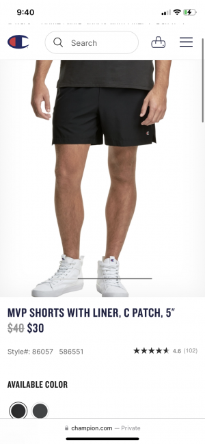 MVP Shorts with Brief Liner, C Patch, 5